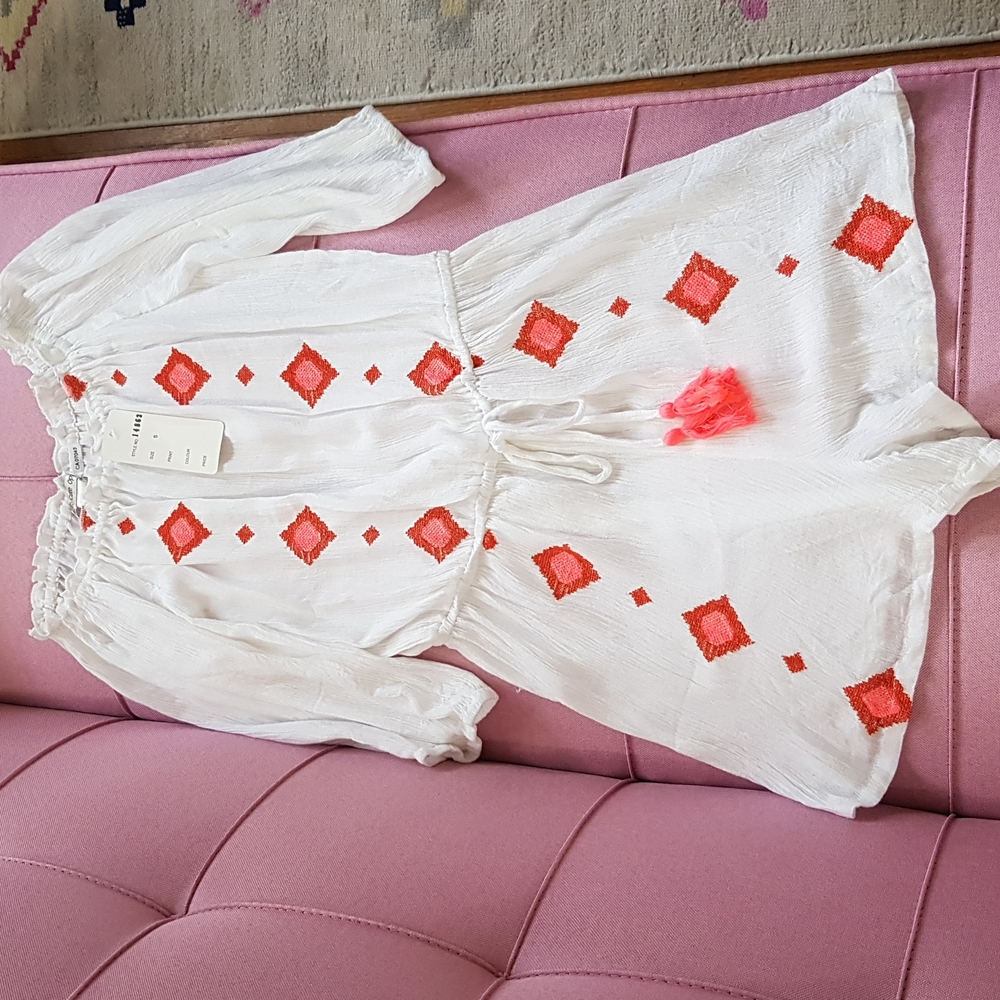 NWT New Embroidered Geometric Romper